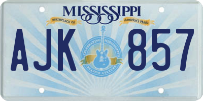 MS license plate AJK857