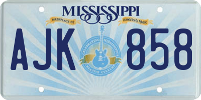 MS license plate AJK858