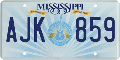 MS license plate AJK859