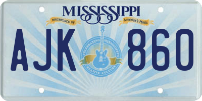 MS license plate AJK860