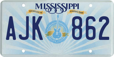MS license plate AJK862