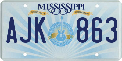 MS license plate AJK863