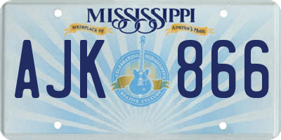 MS license plate AJK866