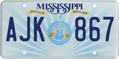 MS license plate AJK867