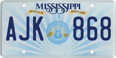 MS license plate AJK868