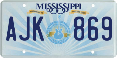 MS license plate AJK869