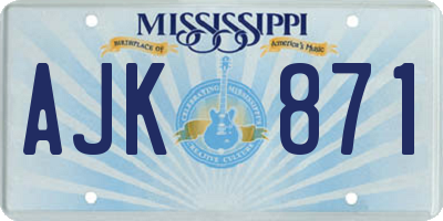 MS license plate AJK871