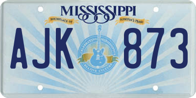 MS license plate AJK873