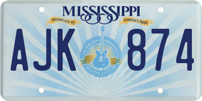 MS license plate AJK874