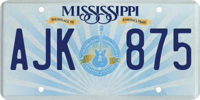 MS license plate AJK875