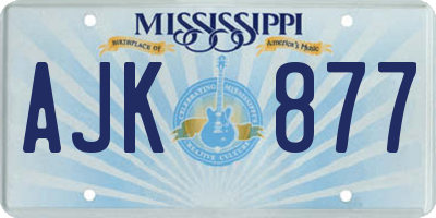 MS license plate AJK877