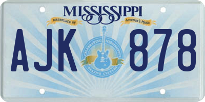 MS license plate AJK878