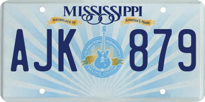 MS license plate AJK879