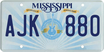 MS license plate AJK880
