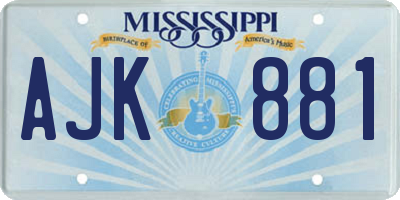 MS license plate AJK881