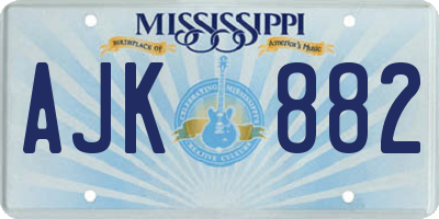 MS license plate AJK882