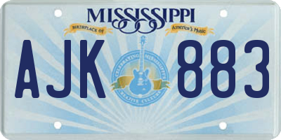 MS license plate AJK883