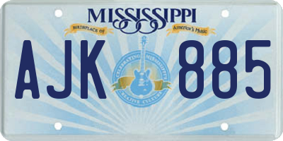 MS license plate AJK885