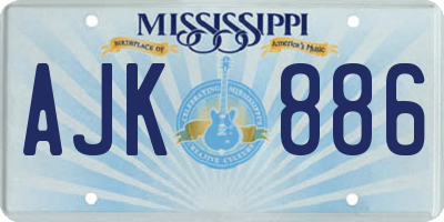 MS license plate AJK886