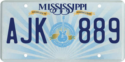 MS license plate AJK889