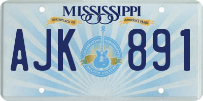 MS license plate AJK891