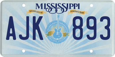 MS license plate AJK893