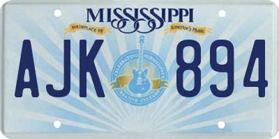 MS license plate AJK894