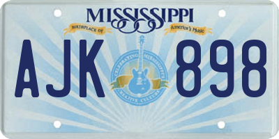 MS license plate AJK898