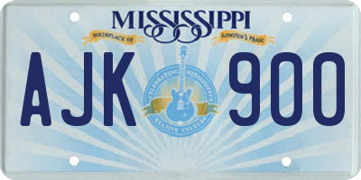MS license plate AJK900