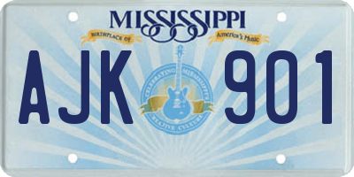 MS license plate AJK901