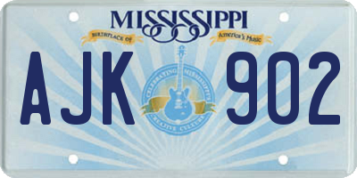MS license plate AJK902