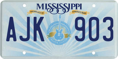 MS license plate AJK903