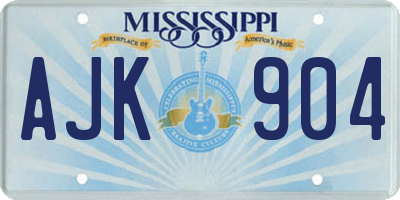 MS license plate AJK904