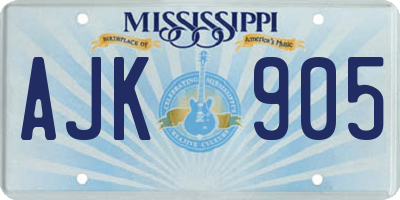 MS license plate AJK905
