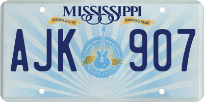 MS license plate AJK907