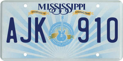 MS license plate AJK910