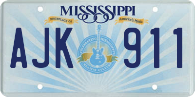 MS license plate AJK911