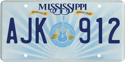 MS license plate AJK912