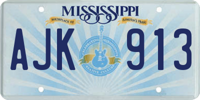 MS license plate AJK913