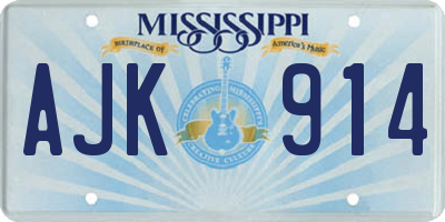 MS license plate AJK914