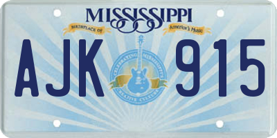 MS license plate AJK915