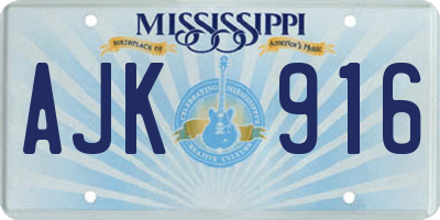 MS license plate AJK916