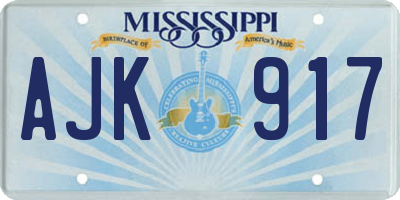 MS license plate AJK917
