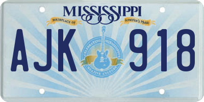 MS license plate AJK918