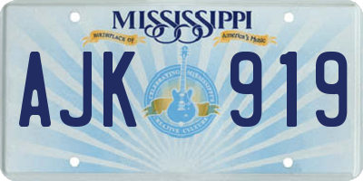 MS license plate AJK919