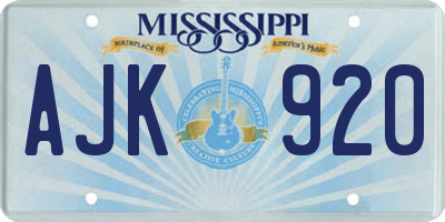 MS license plate AJK920