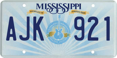 MS license plate AJK921