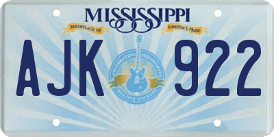 MS license plate AJK922