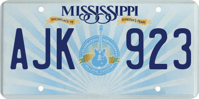 MS license plate AJK923
