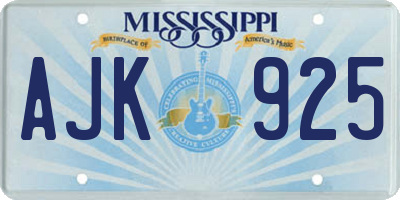 MS license plate AJK925